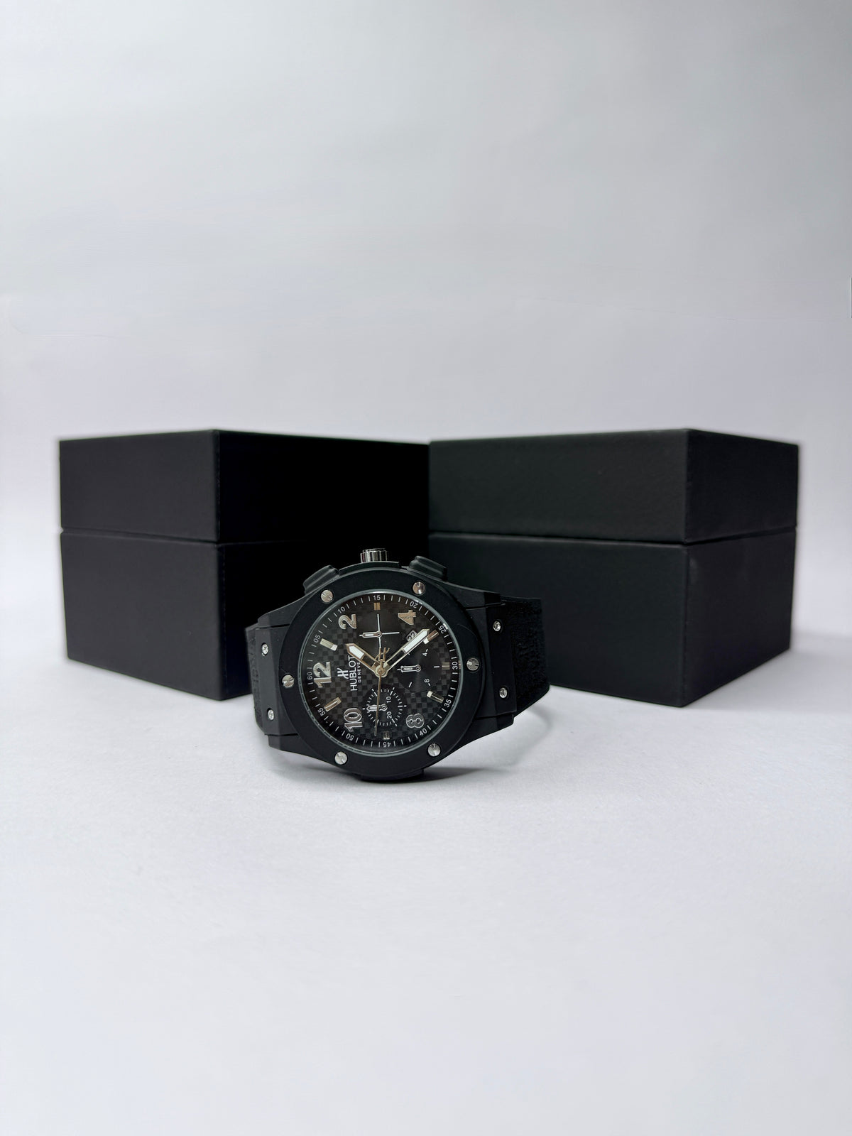 Mens Watches – Hublot Big Bang Calendar Full Black Leather Strap Watch