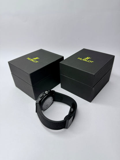 Mens Watches – Hublot Big Bang Calendar Full Black Leather Strap Watch