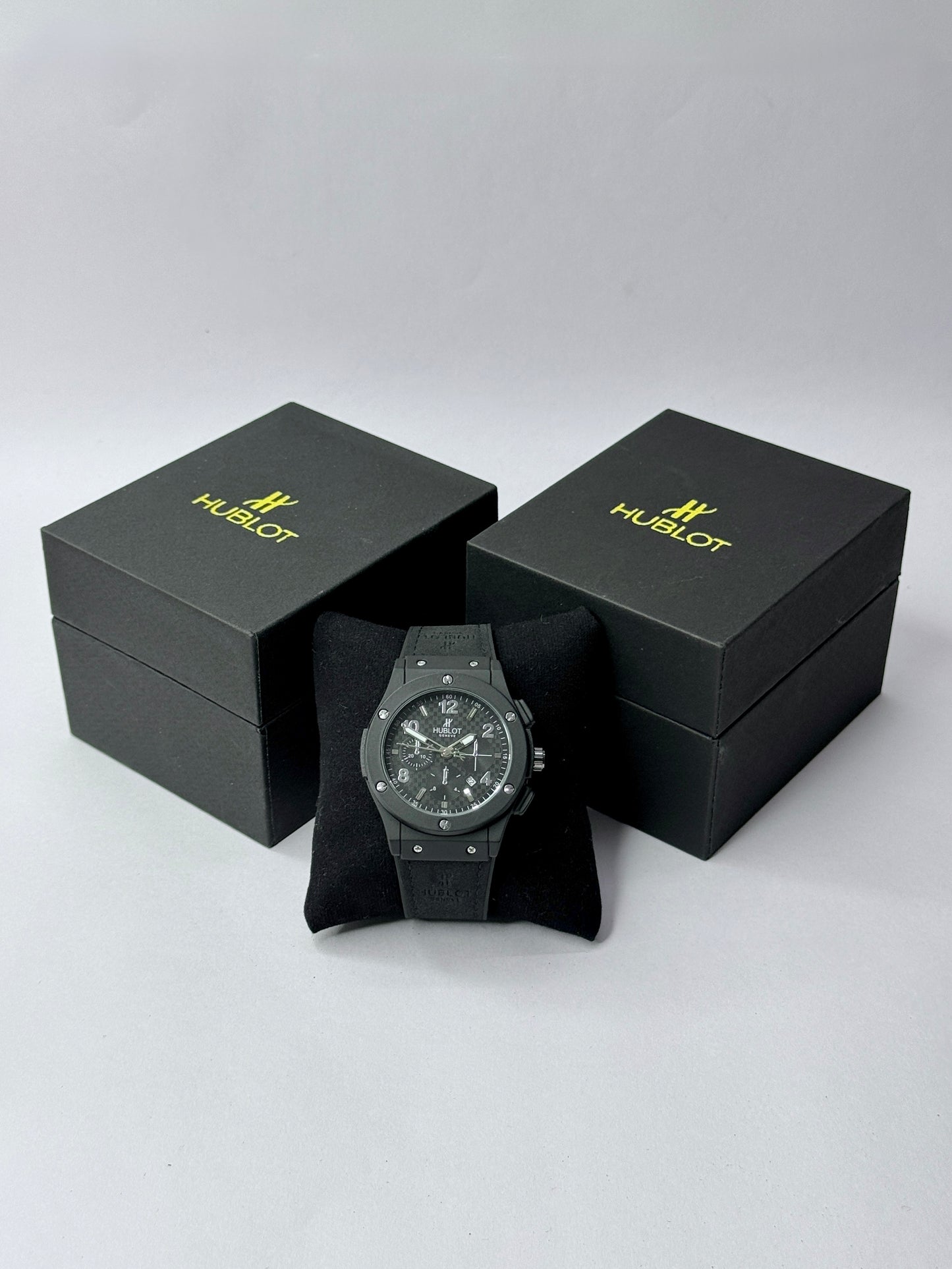 Mens Watches – Hublot Big Bang Calendar Full Black Leather Strap Watch