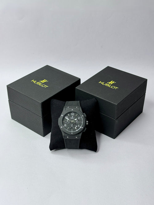 Mens Watches – Hublot Big Bang Calendar Full Black Leather Strap Watch
